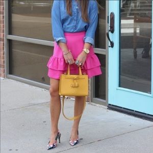 J. Crew Ruffled Mini Pink Skirt